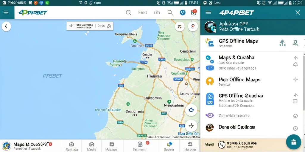 Tampilan antarmuka 4P4PBET untuk navigasi peta offline.