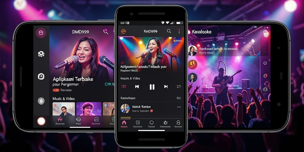 Screenshot DMD999 menunjukkan antarmuka pengguna yang menarik dan mudah digunakan untuk karaoke.