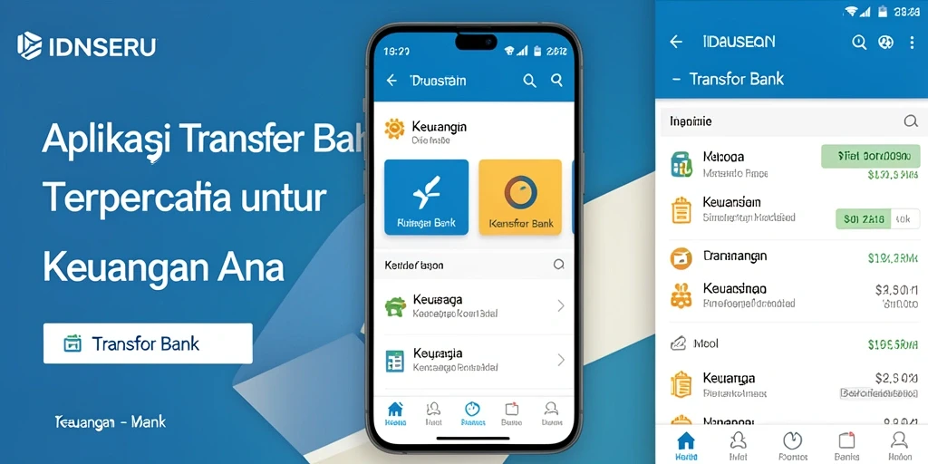 Tampilan antarmuka aplikasi IDNSERU untuk transfer bank yang sederhana dan efisien.