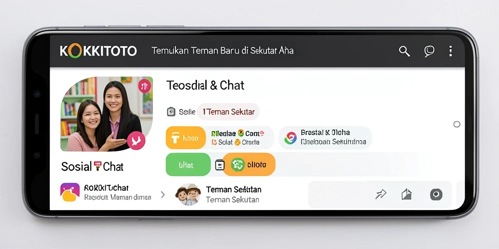 Antarmuka pengguna KOKITOTO dengan fitur Teman Sekitar.